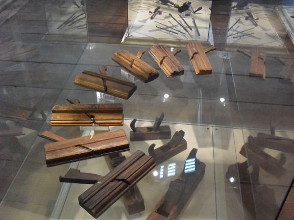 Shipbuilding tools from a collection of traditional shipbuilding and development of water sports on display in the former repository of salt Monfort in Portorož, managed by Sergej Mašera Maritime Museum, Piran