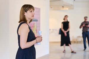 Judit Flora Schuller at the opening of her exhibition "Mothers in the Himalayas", a project conceived for the <!--LINK'" 0:7-->. The artist took part at the <!--LINK'" 0:8--> programme. Photo Tomo Jeseničnik.