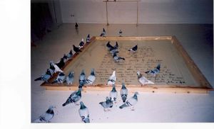 <i>Talking House - Theory Open II, St. Lazarus</i> installation conceived by <!--LINK'" 0:177-->, <!--LINK'" 0:178-->, produced by <!--LINK'" 0:179--> and Racing Pigeons Breeders Association, 2002