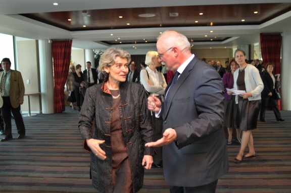 Official ceremony at UNESCO Palace in Paris, presentation of the Ljubljana World Book Capital 2010 programme. Irina Bokova, UNESCO Secreatary General, and Dr Janez Šumrada, Slovenian respresentative at UNESCO.