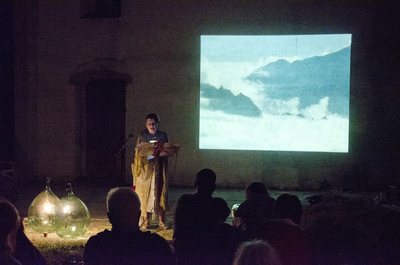 A performance by the folk singer Bogdana Herman at The Last Contemporary Art Museum in Logje, 2015