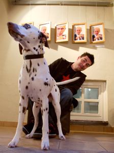 Photographer and journalist <!--LINK'" 0:108--> with his dog Janša
