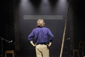 Scene from the play <i>Assault</i>, a production based on the life and work of Slovenian Partisan poet Karel Destovnik – Kajuh. Directed by Živa Bizovičar, <!--LINK'" 0:52--> 2023. Author: Jaka Babnik