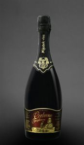 <i>Corleone brajdovec penina</i>, a sparkling wine produced in cooperation with the company Vina Mijošek. The money from the sales of it was given to the victims of the Železniki flood, <!--LINK'" 0:166-->