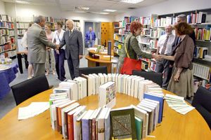 <!--LINK'" 0:27--> celebrates the re-naming of the "German Reading Room" into the "German Library", 2009
