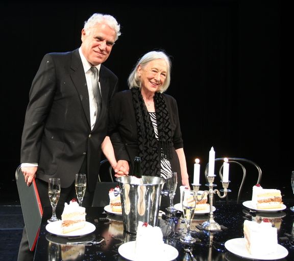 Winners of Prešeren Award for life work Štefka Drolc and Zmago Jeraj at ceremony Prešeren Award and Prešeren Foundation Awards at Cankarjev dom Culture and Congress Centre in Ljubljana (05)