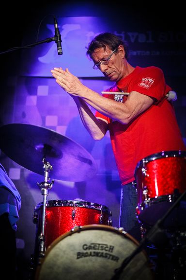 The remarkable drummer Zlatko Kaučič performing at Festival of Slovenian Jazz, 2014