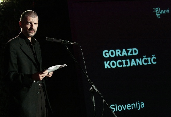 Gorazd Kocijančič reading his work at Days of Poetry and Wine Festival in Medana 2009