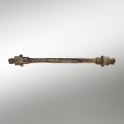 The oldest wheel with an axle found at the Ljubljana Marshes (20 km south of Ljubljana) in 2002. The axle made of oak wood is 120 cm long. City Museum of Ljubljana, 2013