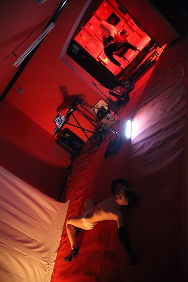 Performance Ways of love / Une façon d'aimer by artists Maja Delak and Luka Prinčič, produced by Emanat Institute. Staged at Račka Gallery in Celje, 2010