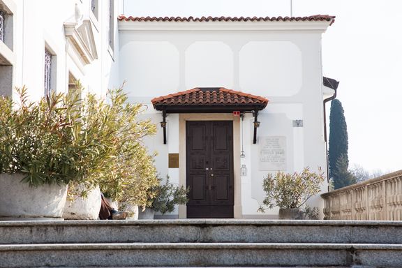 The entrance of the Franciscan Monastery Kostanjevica in Nova Gorica.