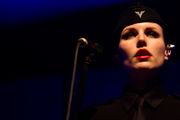 Mina Špiler, a vocalist preforming with the Laibach group in concert at Kino Šiška in Ljubljana, 2012