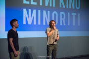The Minoriti Open Air Cinema event in 2017. A programme selector Žiga Brdnik and Simon Žlahtič.