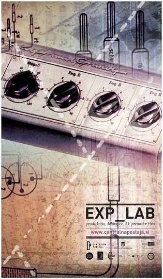 Poster for Exp-Lab, a cycle of new media exhibitions held at Centralna postaja.