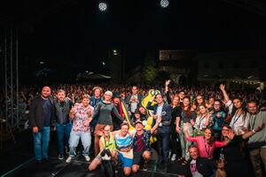 Co-creators of the 15th international stand-up comedy festival <!--LINK'" 0:58-->, Ljubljana 2022. Author: Jaka Škrlep