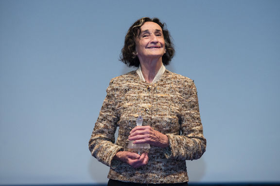 Ivanka Mežan, the winner of Vesna Award at 20. Festival of Slovenian Film at Portorož Auditorium.