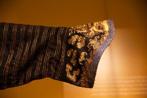 Embroidery detail on the cuff of the Emperor's Dragon Robe, 19th century, Qing dynasty, from the Skušek Collection, <!--LINK'" 0:24-->.