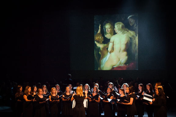 Women’s Choir APZ Maribor performing in the Slovene National Theatre Maribor at the Festival Maribor, 2015