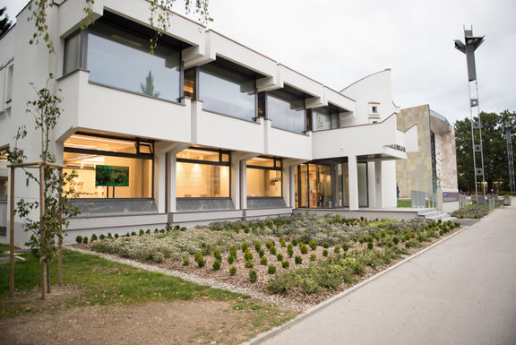 A modernist building of the Velenje Regional Gallery, designed in 1971 by Adi Miklavc, thoroughly renovated in 2015