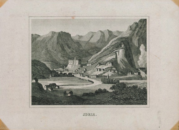 Steel engraving of Idrija, 1840