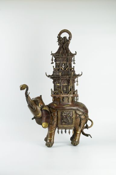 This Japanese bronze elephant pagoda incense burner is one of the many items featured in the online East Asian Collections in Slovenia. Collection of Objects from Asia and South America, Celje Regional Museum, A7.