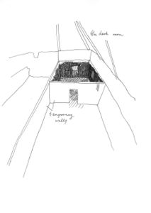 <i>Come, my beloved and dine with me</i>, installation drawing by Alevtina Kakhidze, <i>Continental Breakfast in Ljubljana - Memory (W)hole</i> exhibition, 2005