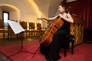 The young and highly talented cellist Zala Vidic, playing at the Knights' Hall of the Bled Castle, 2016