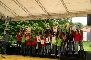 Young choristers performing at <i>Song is the Voice of the Heart: Slovenian choirs sing Slovenian poets</i> in Tivoli Park, Ljubljana <!--LINK'" 0:111-->, 2010