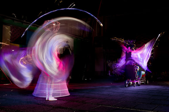 Czech Amanitas Fire Theatre, performing Alice as part of Ana Desetnica International Street Theatre Festival in front of the KUD France Prešeren, 2014