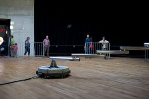 Cod.Act’s sound kinetic installation <i>Cycloid-E</i>, on view at the <!--LINK'" 0:459-->, 2012