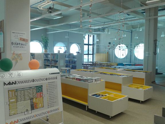 The interior of the Cankar's Library Vrhnika, 2016