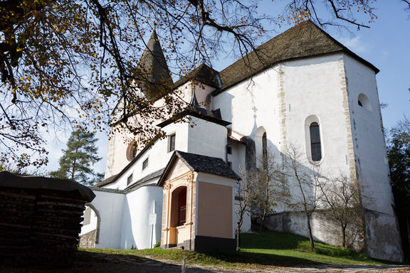 Exterior of Church of St Pancras, Stari trg near Slovenj Gradec, 2019.