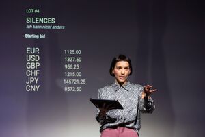 Lea Kukovič's project <i>FORSALE</i>, a conceptual artwork radicalizing the economics of theatre and providing an answer to the question of the value of theatre performances today, <!--LINK'" 0:53-->, 2021. Author: Nada Žgank