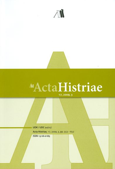 Acta Histriae cover, No. 3, 2009