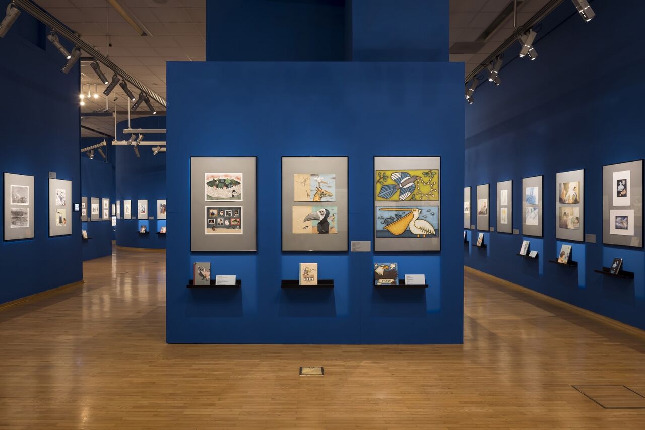 The exhibition view of the 14th Biennial of Slovene Book Illustration at Cankarjev dom Gallery in 2022.