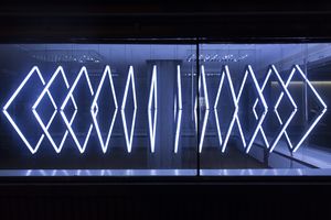 A light installation, set up by the duo Nonotak at MoTA Lab during the 2016 edition of the <!--LINK'" 0:252-->