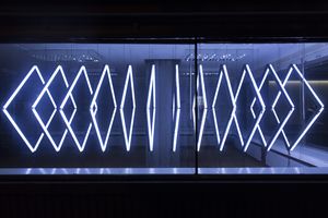 A light installation, set up by the duo Nonotak at MoTA Lab during the 2016 edition of the <!--LINK'" 0:106-->