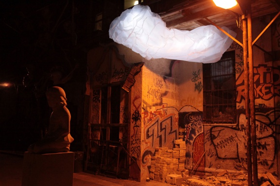 Symbionts by French visual artist Bernard Murigneux at Metelkova mesto Autonomous Cultural Zone, Lighting Guerrilla Festival, 2010