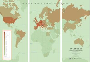 <i>Culture from Slovenia Worldwide</i>, the printed version of the world map with the 950 events in 2013.