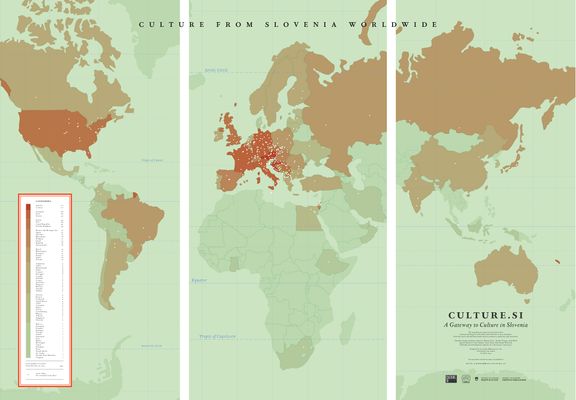 Culture from Slovenia Worldwide, the printed version of the world map with the 950 events in 2013.