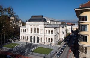 A historical building <i>Narodni dom</i> built at the end of 19th Century, in which the <!--LINK'" 0:174--> is housed.