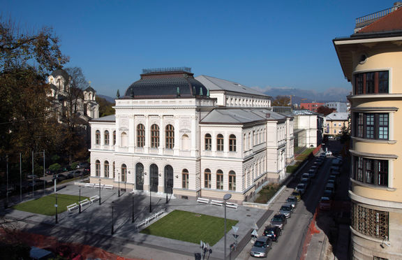 A historical building Narodni dom built at the end of 19th Century, in which the National Gallery of Slovenia is housed.