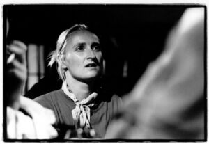 A portrait of film director <!--LINK'" 0:883--> while making of her long-feature Varuh meje in 2002.