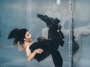 Spanish multidisciplinary artist Maria Palma in her performance <i>The Submerged Voice</i>, <!--LINK'" 0:25--> 2024. Author: Gaby Merz