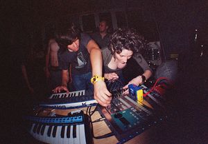 Members of the band <!--LINK'" 0:60--> during a performance