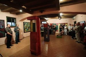 The festival has poetry as its basis and features multilingual readings accompanied by concerts, films, performances, exhibitions and art installations. Exhibition opening, <!--LINK'" 0:200--> 2008